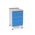 Module P-03 with 3 drawers, stainless steel desktop