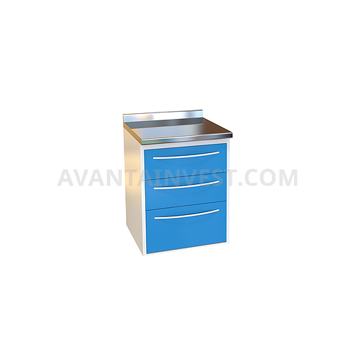 Module P-03 with 3 drawers, stainless steel desktop