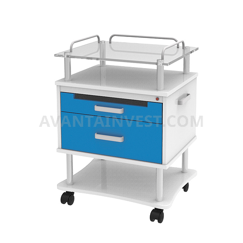 A-016B (2) mobile table with 2 drawers, 2 shelves and with built-in bactericidal lamp