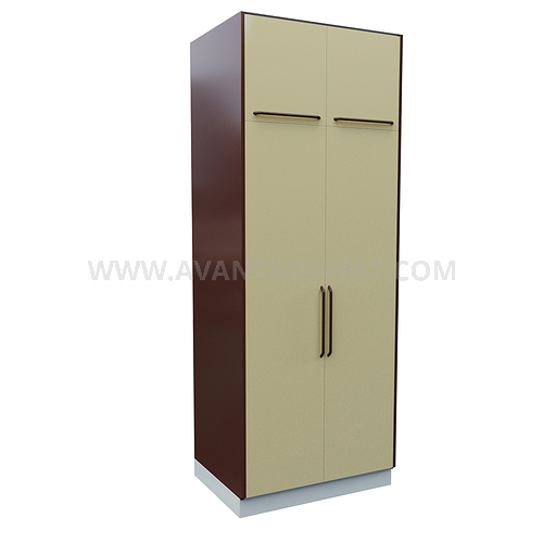 А-105С* Glass locker with 2 metal doors, mezzanine and shelves