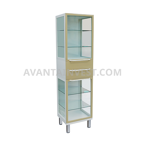 Glass cabinet A-107C with a drawer and 4 shelves