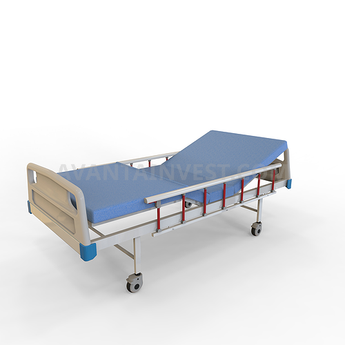 Медицинская кровать КМ-4 четырехсекционная на колёсах
