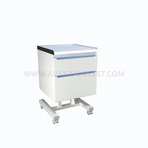 Стол для хирургических инструментов, стоматологический  АС-012 мобильный с 2 ящиками (основание из прямоугольной трубы)