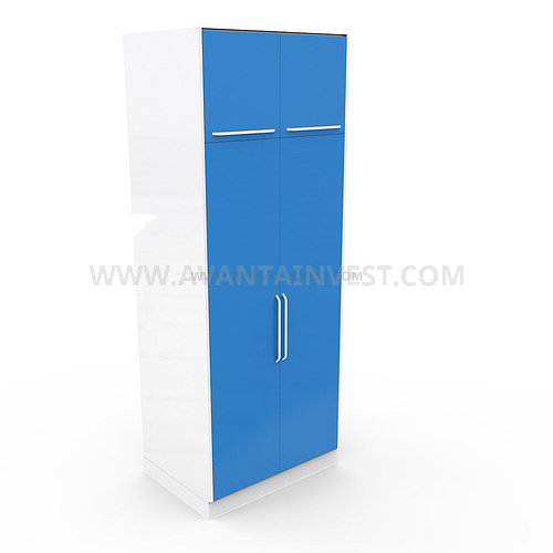 А-105С* Glass locker with 2 metal doors, mezzanine and shelves