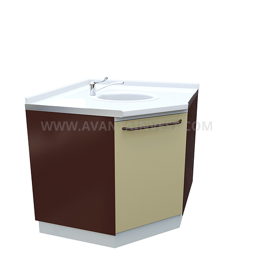 Corner module A-10M* with sink, faucet and wastebasket