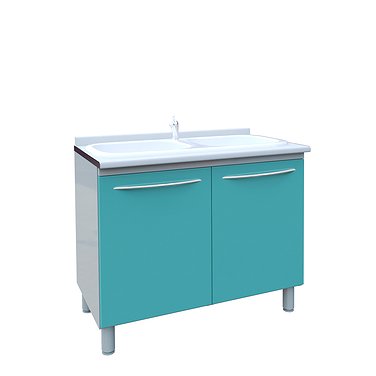 Module P-10-2М with double sink, faucet, wastebasket and shelf Module P-10-2М with double sink, faucet, wastebasket and shelf