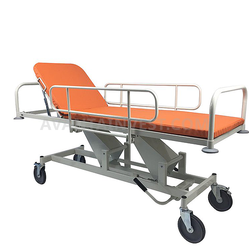 Cart for patients transportation with height adjustment