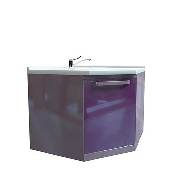 Corner module with acrylic sink, mixer and waste basket