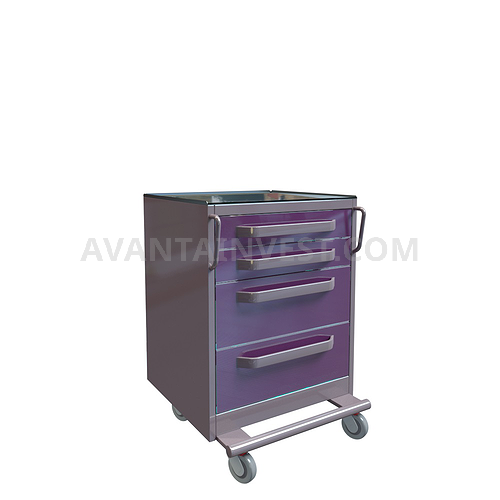 Mobile doctor's table with 4 drawers