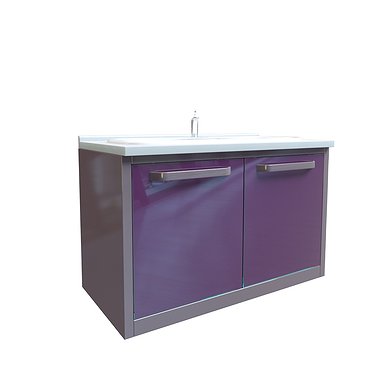 Module with double sink made of acrylic, standard mixer, waste basket