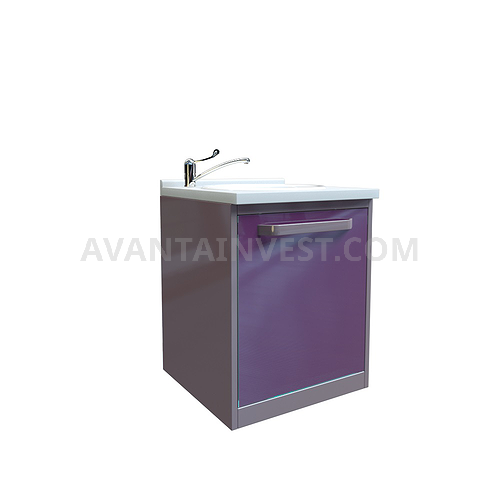 Module with acrylic sink, standard mixer, waste basket