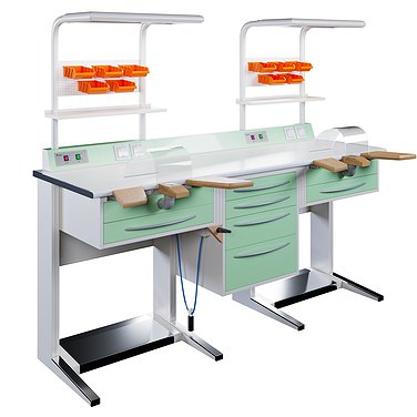 Медицинский стол сборный зубного техника Л - 1/2ДН+ П-04+ Л-1/2 ДН № 1