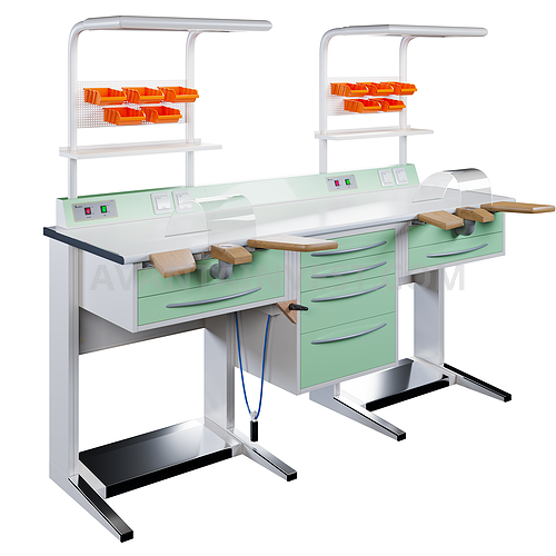 Медицинский стол зубного техника с пылевсасывающим устройством Л - 1/2ДНП+ П-04+ Л-1/2 ДНП № 1