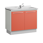 Module with double acrylic sink, mixer, waste basket and shelf