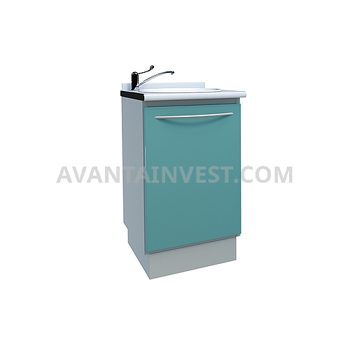 Module with acrylic sink, mixer and waste basket