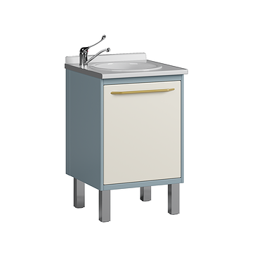 Module with acrylic sink, mixer and waste basket