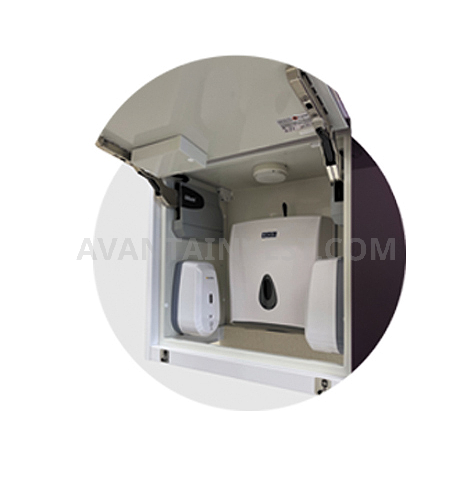 Медицинский шкаф подвесной А-21-Д (гигиенический) с сенсорными диспенсерами для антисептиков, жидкого мыла и бумажных полотенец