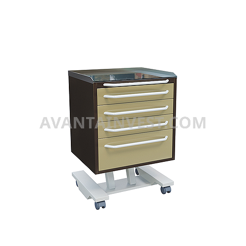 Mobile doctor's table with 4 drawers