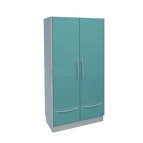 Wardrobe with 2 doors, 2 drawers and a hanger bar