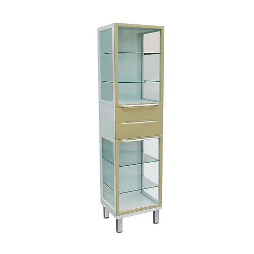 Glass cabinet with a drawer and 4 shelves
