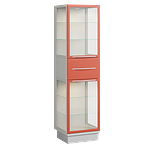 Glass medical cabinet with drawer and 4 shelves, with interior lighting