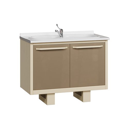 Module with double sink made of acrylic, standard mixer, waste basket