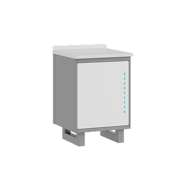 Medical cabinet with double acrylic sink, faucet, waste basket and shelf