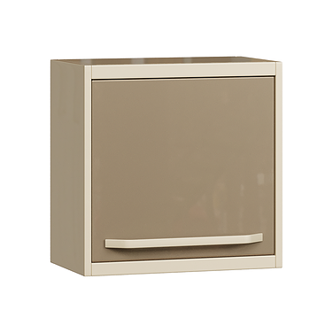 Suspended module with bottom illumination, with door and one stainless steel shelf