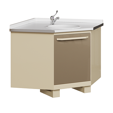 Corner module with acrylic sink, mixer and waste basket