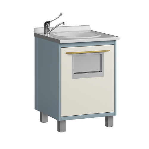 Медицинская тумба со столешницей, мойкой из акрила, смесителем, люком и корзиной для мусора