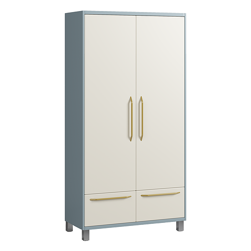 Медицинский шкаф с 2 дверцами, 2 ящиками и перекладиной для вешалок