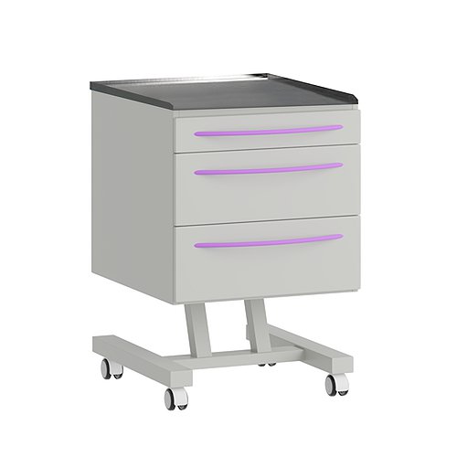 Стол для хирургических инструментов, стоматологический мобильный с 3 ящиками (основание из прямоугольной трубы)