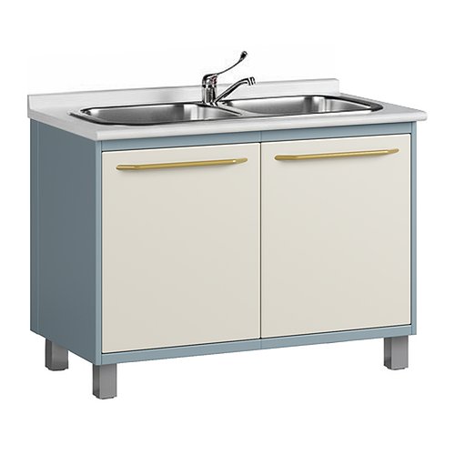 Медицинская тумба со столешницей, мойкой из нержавеющей стали, смесителем и корзиной для мусора