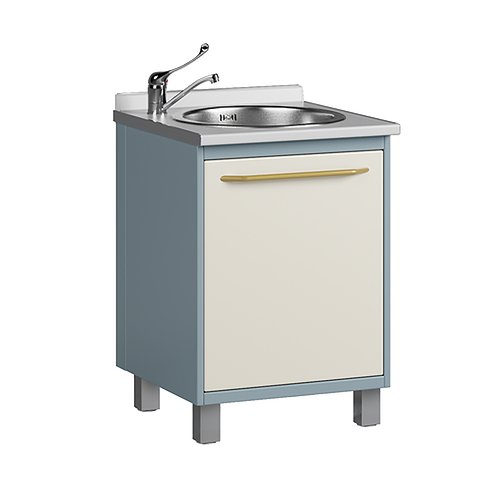 Медицинская тумба со столешницей, мойкой из нержавеющей стали, смесителем и корзиной для мусора