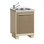 Медицинская тумба со столешницей, мойкой из нержавеющей стали, смесителем, корзиной для мусора