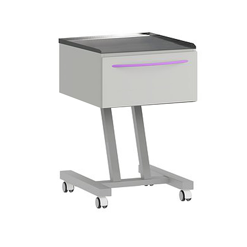 Стол для хирургических инструментов, стоматологический мобильный с 1 ящиком (основание из прямоугольной трубы)