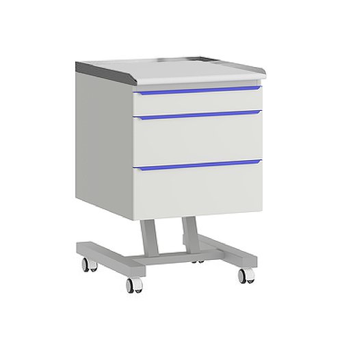 Столик врача мобильный с 3 ящиками (основание из прямоугольной трубы)