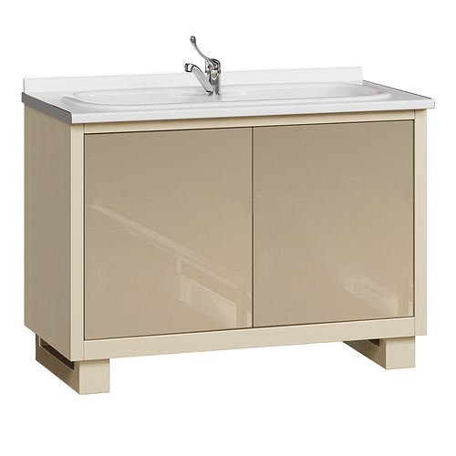 Module with double sink made of acrylic, standard mixer, waste basket