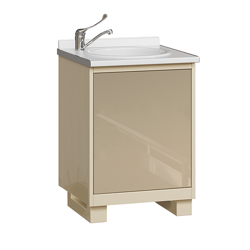 Module with acrylic sink, standard mixer, waste basket