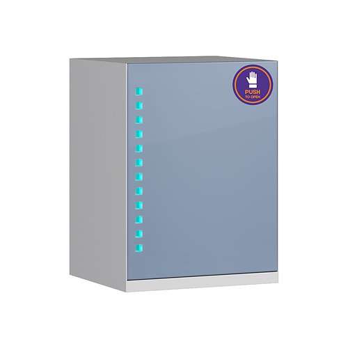 Медицинский шкаф подвесной (бактерицидный) с нижней подсветкой, с дверцей со стеклом, 2-мя полками