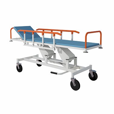 Cart for patients transportation with height adjustment