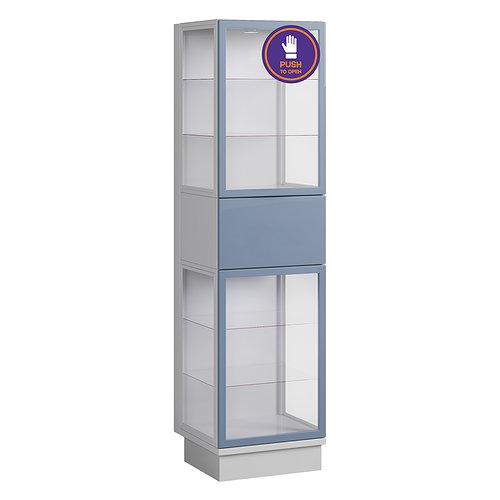 Медицинский шкаф стеклянный с ящиком и 4 полками, с внутренней подсветкой