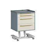 Стол врача мобильный с 3 ящиками со столешницей из нержавеющей стали 0,8 мм со стеклом