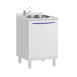 Медицинская тумба со столешницей, мойкой из нержавеющей стали, смесителем и корзиной для мусора