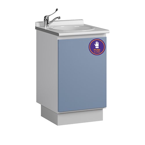 Module with acrylic sink, mixer and waste basket