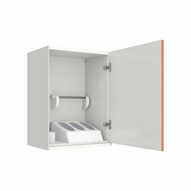 Suspended hygienic module with compartment for gloves, disposable cups, disposable towels, tips of saliva ejectors, vacuum cleaners and a shelf