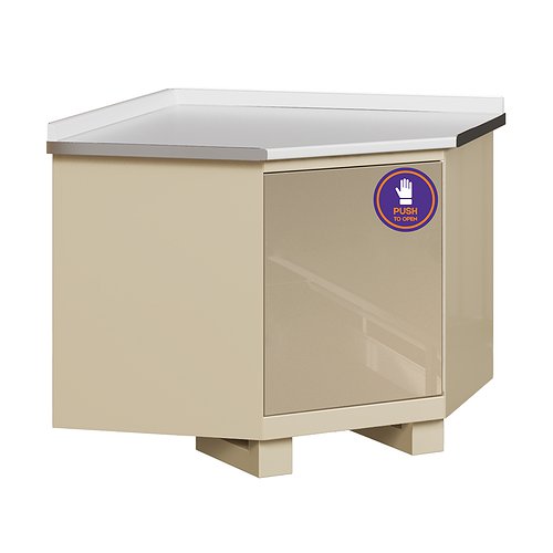 Corner module with door and shelf