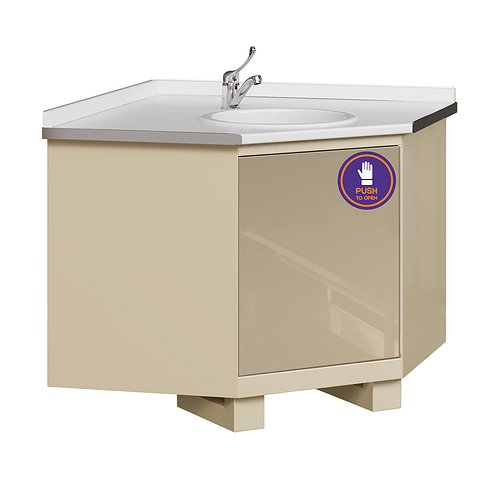 Corner module with acrylic sink, mixer and waste basket