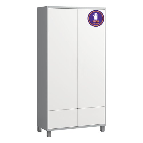 Wardrobe with 2 doors, 2 drawers and a hanger bar