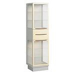 Медицинский шкаф стеклянный с ящиком и 4 полками, с внутренней подсветкой